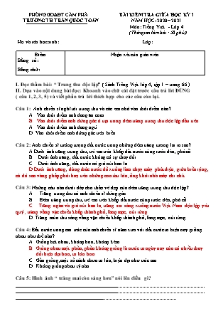 Bài kiểm tra Giữa học kì I môn Tiếng Việt Lớp 4 - Năm học 2020-2021 - Trường Tiểu học Trần Quốc Toản (Có đáp án)