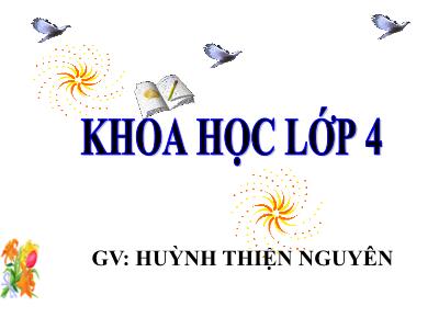 Bài giảng Khoa học Lớp 4 - Bài 20: Nước có tính chất gì? - Năm học 2019-2020 - Huỳnh Thiện Nguyên