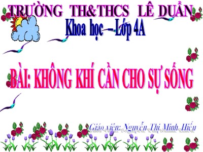 Bài giảng Khoa học Lớp 4 - Bài 36: Không khí cần cho sự sống - Nguyễn Thị Minh Hiếu