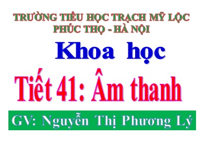 Bài giảng Khoa học Lớp 4 - Bài 41: Âm thanh - Nguyễn Thị Phương Lý