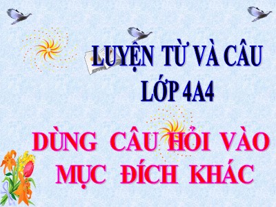 Bài giảng Luyện từ và câu Lớp 4 - Tuần 14: Dùng câu hỏi vào mục đích khác - Năm học 2020-2021