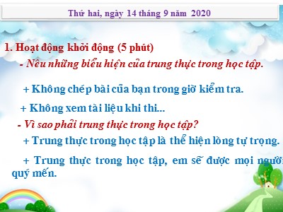 Bài giảng Đạo đức Lớp 4 - Bài 1:Trung thực trong học tập (Tiết 2) - Năm học 2020-2021