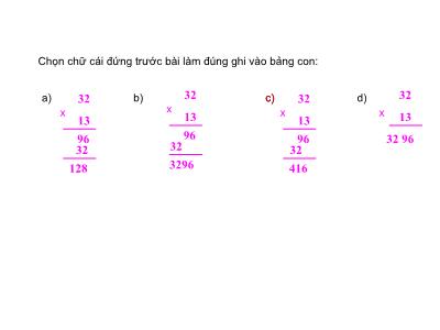 Bài giảng dự giờ môn Toán Lớp 4 - Bài 60: Luyện tập trang 69