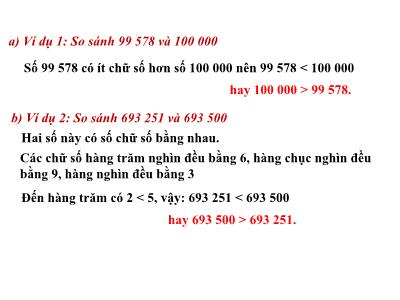 Bài giảng môn Toán Khối 4 - Bài 9: So sánh các số có nhiều chữ số