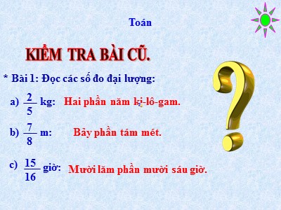 Bài giảng môn Toán Lớp 4 - Bài 100: Phân số bằng nhau