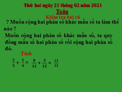 Bài giảng Toán Khối 4 - Bài 116: Luyện tập trang 128 - Năm học 2020-2021