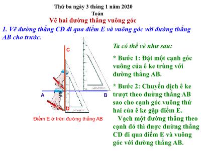 Bài giảng Toán Khối 4 - Bài 43: Vẽ hai đường thẳng vuông góc - Năm học 2020-2021 (Bản đẹp)