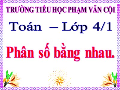 Bài giảng Toán Lớp 4 - Bài 100: Phân số bằng nhau - Trường Tiểu học Phạm Văn Cội