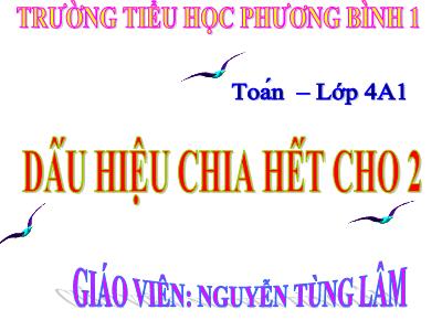 Bài giảng Toán Lớp 4 - Bài 84: Dấu hiệu chia hết cho 2 - Nguyễn Tùng Lâm