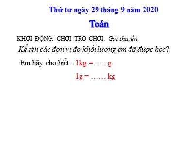 Bài giảng Toán Lớp 4 - Bài 18: Yến, tạ, tấn - Năm học 2020-2021 - Hoàng Thị Tuyên