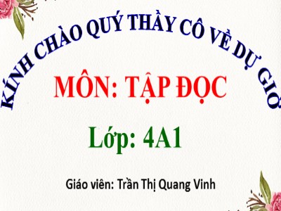 Bài giảng Tập đọc Lớp 4 - Tuần 8: Nếu chúng mình có phép lạ - Năm học 2020-2021 - Trần Thị Quang Vinh