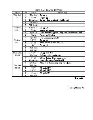 Giáo án điện tử Lớp 4 - Tuần 10 - Năm học 2013-2014 - Trương Hoàng An