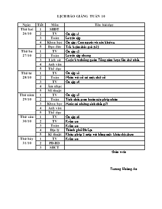 Giáo án điện tử Lớp 4 - Tuần 10 - Năm học 2015-2016 - Trương Hoàng An