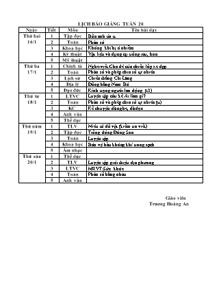 Giáo án điện tử Lớp 4 - Tuần 20 - Năm học 2016-2017 - Trương Hoàng An