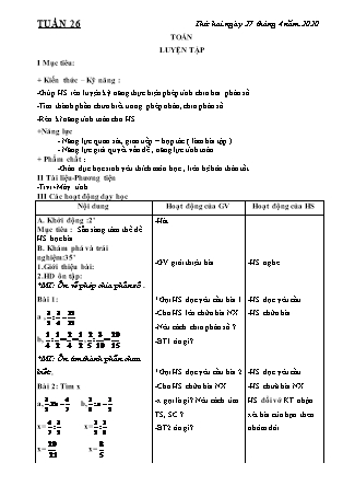 Giáo án điện tử Lớp 4 - Tuần 26 - Năm học 2019-2020