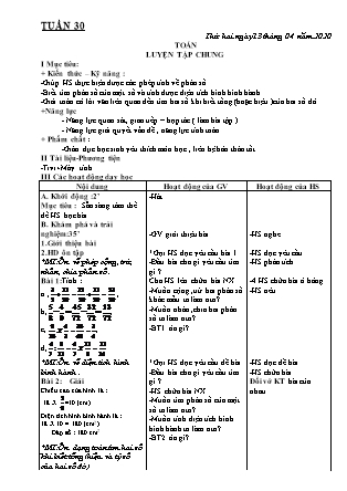 Giáo án điện tử Lớp 4 - Tuần 30 - Năm học 2019-2020