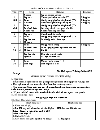 Giáo án điện tử Lớp 4 - Tuần 33 - Năm học 2018-2019 (Chuẩn kiến thức)