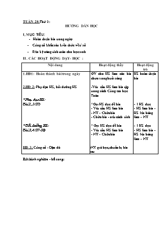 Hướng dẫn học Lớp 4 - Tuần 28-30 - Năm học 2019-2020