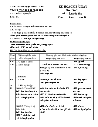 Kế hoạch bài dạy Toán 4 - Tuần 1, Tiết 5: Luyện tập - Trần Thị Huyền