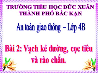 Bài giảng An toàn giao thông Lớp 4 - Bài 2: Vạch kẻ đường, cọc tiêu và rào chắn - Trường TH Đức Xuân