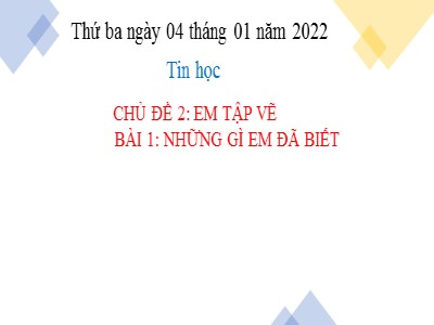 Bài giảng Tin học Lớp 4 - Chủ đề 2: Em tập vẽ - Bài 1: Những gì em đã biết - Năm học 2021-2022