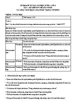 Bài học STEM Lớp 4 - Bài 1: Sự chuyển thể của nước và vòng tuần hoàn của nước trong tự nhiên