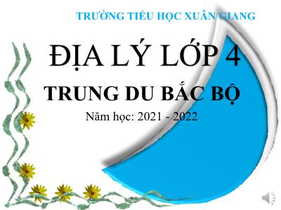 Bài giảng Địa lý Lớp 4 - Bài: Trung du Bắc Bộ - Năm học 2021-2022 - Trần Thị Việt Hà