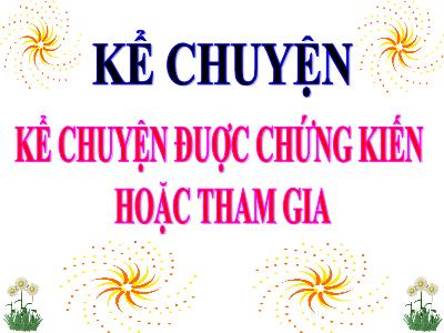 Bài giảng Kể chuyện Lớp 4 - Bài: Kể chuyện đuợc chứng kiến hoặc tham gia - Năm học 2022-2023 - Lê Thị Hồng Hạnh