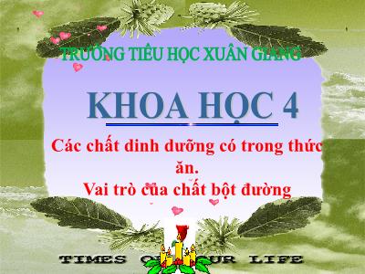 Bài giảng Khoa học Lớp 4 - Bài: Các chất dinh dưỡng có trong thức ăn. Vai trò của chất bột đường - Năm học 2022-2023 - Đặng Thị Xuân
