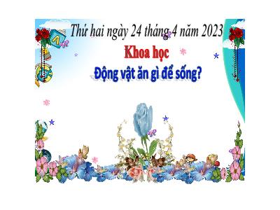 Bài giảng Khoa học Lớp 4 - Bài: Động vật ăn gì để sống? - Năm học 2022-2023 - Lê Thị Hằng Khánh