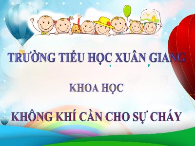 Bài giảng Khoa học Lớp 4 - Bài: Không khí cần cho sự cháy - Năm học 2021-2022 - Trần Thị Khánh Huyền