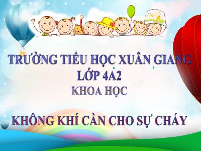Bài giảng Khoa học Lớp 4 - Bài: Không khí cần cho sự cháy