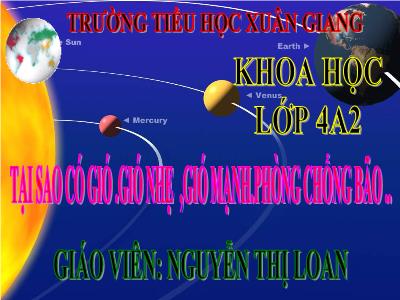 Bài giảng Khoa học Lớp 4 - Bài: Tại sao có gió. Gió nhẹ ,gió mạnh. Phòng chống bão - Năm học 2021-2022 - Nguyễn Thị Loan