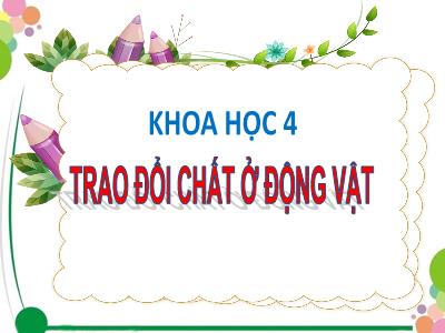 Bài giảng Khoa học Lớp 4 - Bài: Trao đổi chất ở động vật - Năm học 2022-2023 - Đặng Thị Xuân