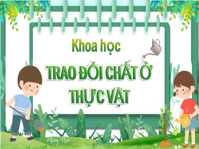 Bài giảng Khoa học Lớp 4 - Bài: Trao đổi chất ở thực vật - Năm học 2022-2023 - Lê Thị Hằng Khánh
