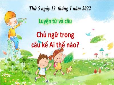 Bài giảng Luyện từ và câu Lớp 4 - Bài: Chủ ngữ trong câu kể Ai thế nào? - Năm học 2021-2022 - Trần Thị Khánh Huyền