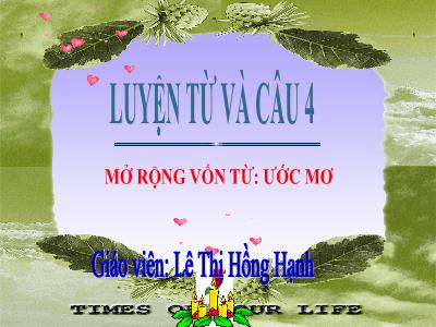 Bài giảng Luyện từ và câu Lớp 4 - Bài: Mở rộng vốn từ: Ước mơ - Năm học 2022-2023- Lê Thị Hồng Hạnh