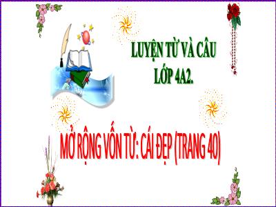 Bài giảng Luyện từ và câu Lớp 4 - Mở rộng vốn từ: Cái đẹp (Trang 40) - Năm học 2021-2022 - Nguyễn Thị Loan