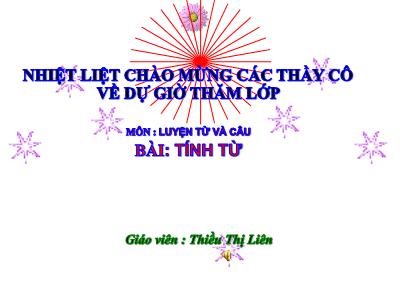 Bài giảng Luyện từ và câu Lớp 4 - Tuần 11, Bài: Tính từ - Năm học 2021-2022 - Thiều Thị Liên