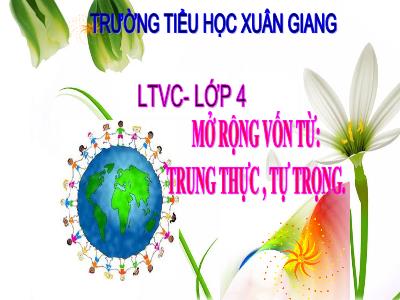 Bài giảng Luyện từ và câu Lớp 4 - Tuần 5, Bài: Mở rộng vốn từ: Trung thực, tự trọng - Năm học 2022-2023 - Lê Thị Hồng Hạnh