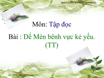 Bài giảng Tập đọc Lớp 4 - Tuần 2, Bài: Dế Mèn bênh vực kẻ yếu (Tiếp theo) - Năm học 2022-2023 - Lê Thị Hồng Hạnh