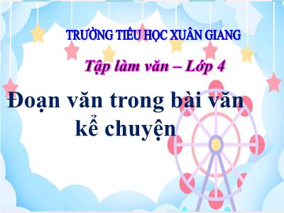 Bài giảng Tập làm văn Lớp 4 - Tuần 5, Bài: Đoạn văn trong bài văn kể chuyện - Năm học 2022-2023 - Lê Thị Hồng Hạnh
