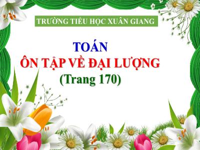 Bài giảng Toán Lớp 4 - Bài: Ôn tập về đại lượng (Trang 170) - Năm học 2021-2022 - Trần Thị Việt Hà