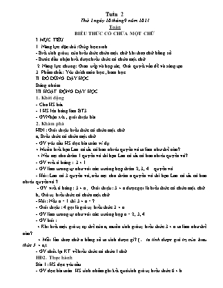 Kế hoạch bài dạy Toán, Tiếng Việt Lớp 4 - Tuần 2 - Năm học 2021-2022 - Thiều Thị Liên
