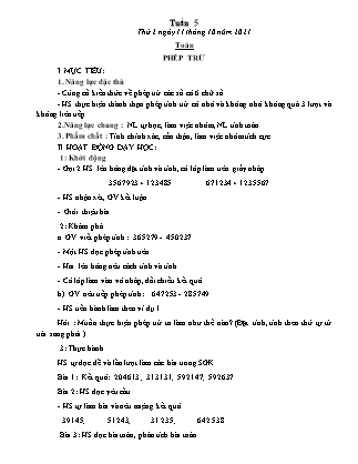 Kế hoạch bài dạy Toán, Tiếng Việt Lớp 4 - Tuần 5 - Năm học 2021-2022 - Thiều Thị Liên