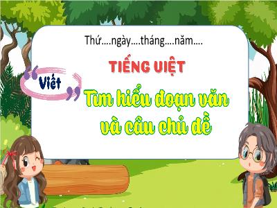 Bài giảng Tiếng Việt 4 (Viết) Sách Kết nối tri thức - Bài: Tìm hiểu đoạn văn và câu chủ đề
