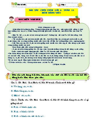 Bài tập ôn tập Tiếng Việt 4 (Kết nối tri thức) - Tuần 11