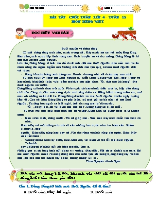 Bài tập ôn tập Tiếng Việt 4 (Kết nối tri thức) - Tuần 12