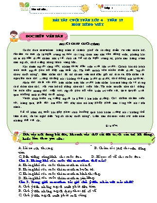 Bài tập ôn tập Tiếng Việt 4 (Kết nối tri thức) - Tuần 17