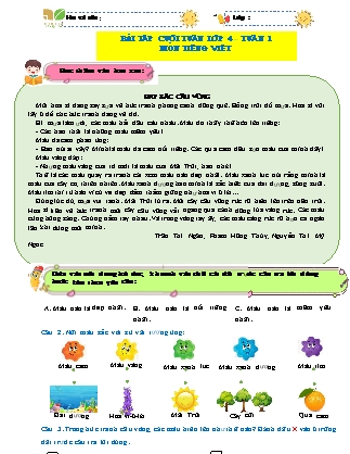 Bài tập ôn tập Tiếng Việt 4 (Kết nối tri thức) - Tuần 1